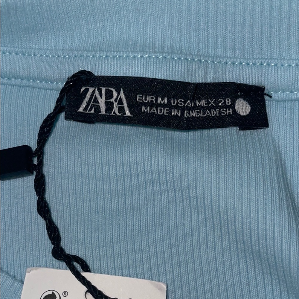 Zara Sky Blue Ruffle Sleeve Crop Top - Picture 6 of 7